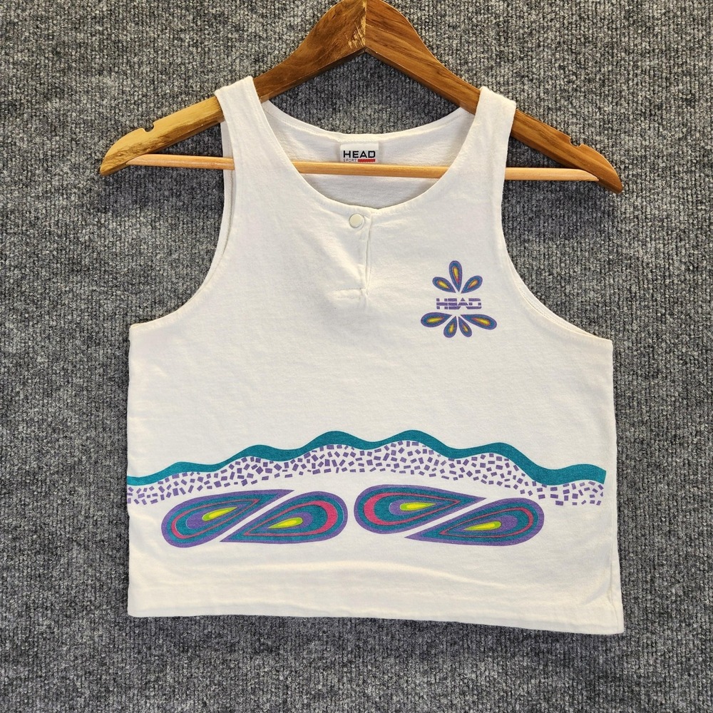 Vintage Head Sport Tank Top Girls 12 White Tennis 90s Single Stitch Sleeveless